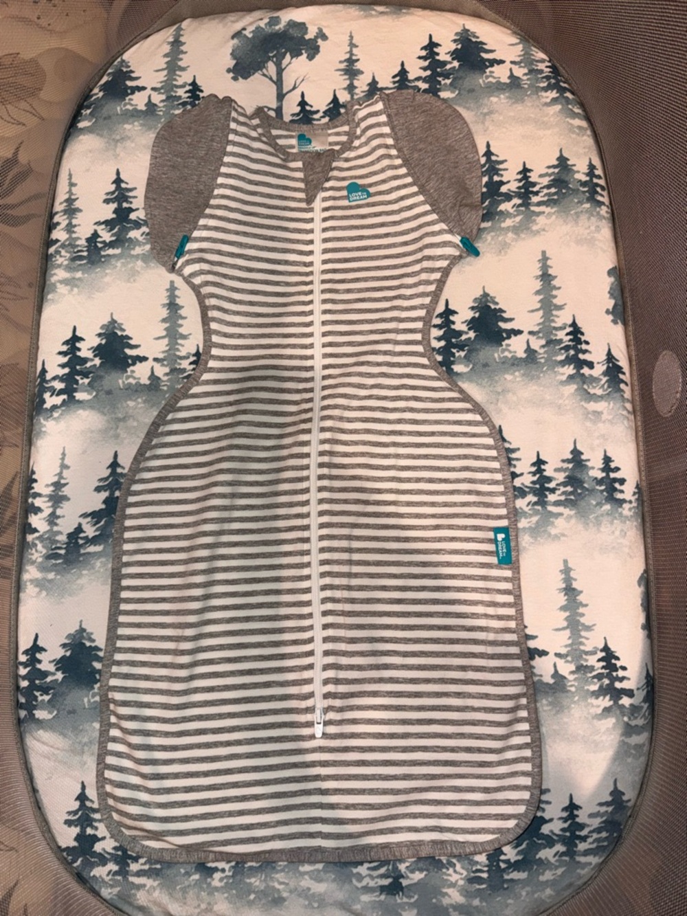 Love to Dream Gray & White Striped Transition Bag. New!
